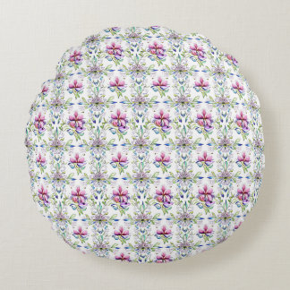 Elegant Mjuk Orkidé Blommönster - Stylish  Rund Kudde