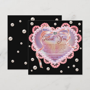Elegant Mjuk Pastel Rosa Heart Bröllop-årsdagen Tack Kort