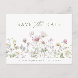 Elegant mjuk pastell vild blomster boho spara datu vykort