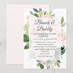 Elegant Mjuk persika Bloom Brunch och Bubly Inbjudningar