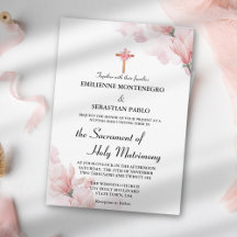 Elegant Mjuk Rosa Blommig Katolsk Bröllops- Nuptia