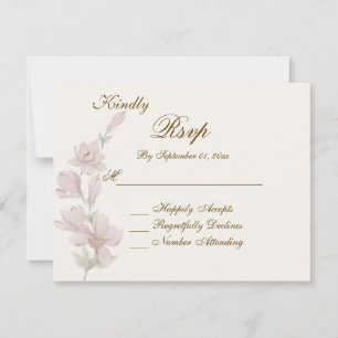 Elegant Mjuk Rosa Blommig RSVP Bröllopskort Inbjudningar