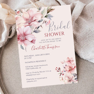 Elegant Mjuk Rosa Blommigt Möhippa Inbjudningar