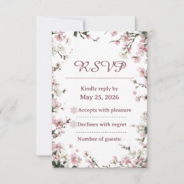 Elegant mjuk rosa blomster Körsbärsblom RSVP-kort  OSA Kort