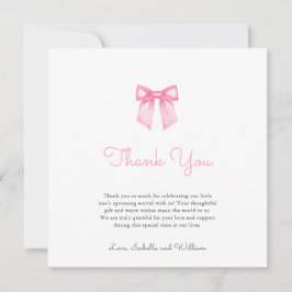 Elegant Mjuk Rosa Bow Baby Shower Tack Kort