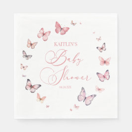 Elegant Mjuk Rosa Butterfly Baby Shower Pappersservett