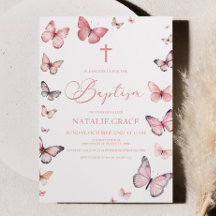 Elegant Mjuk Rosa Butterfly Baptism