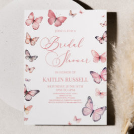 Elegant Mjuk Rosa Butterfly Möhippa Inbjudningar