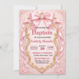 Elegant mjuk rosa dop med juveler inbjudningar