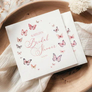 Elegant Mjuk Rosa Fjäril Bröllopsdusch Pappersservett