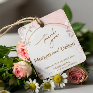 Elegant Mjuk Rosa Körsbärsblom Wedding Gåvor Etiketter