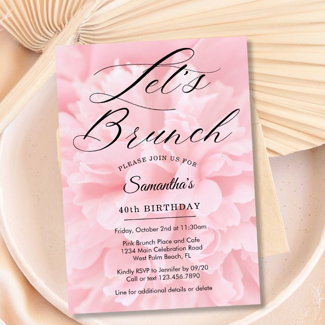Elegant Mjuk Rosa Låt Oss Brunch Fira Alla Evenema Inbjudningar (Skapare uppladdad)
