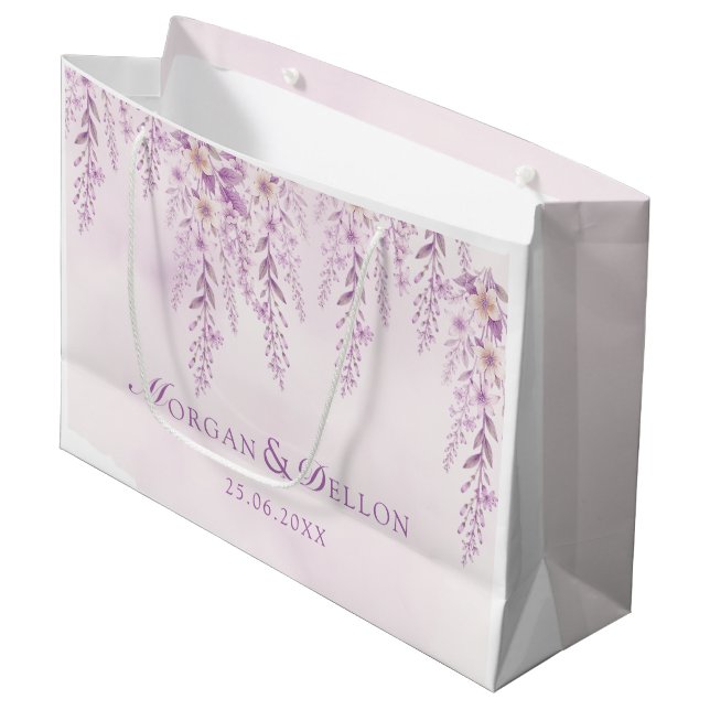 Elegant Mjuk Rosa Lavendel Blommig Bröllop (Framsidan Vinklad)