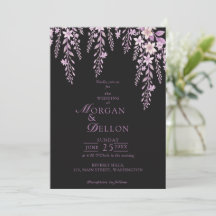 Elegant Mjuk Rosa Lavendel Blommig Svart Bröllop