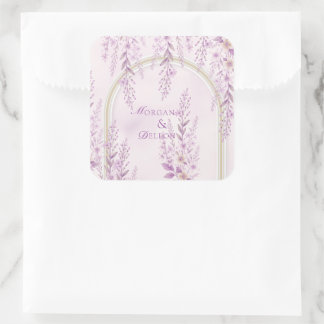 Elegant Mjuk Rosa Lavendel Bröllop Fyrkantigt Klistermärke