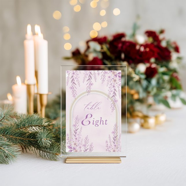 Elegant Mjuk Rosa Lavendel Bröllops Bordnummer (Skapare uppladdad)