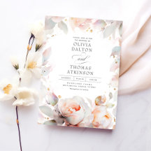 Elegant Mjuk Rosa Peach Blommigt Boho Bröllop