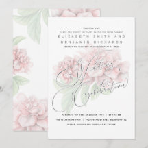 Elegant mjuk rosa peony blomster typografi bröllop