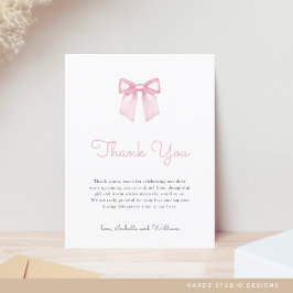 Elegant Mjuk Rosa Rosett Baby Shower Tacksamhetsko Vykort