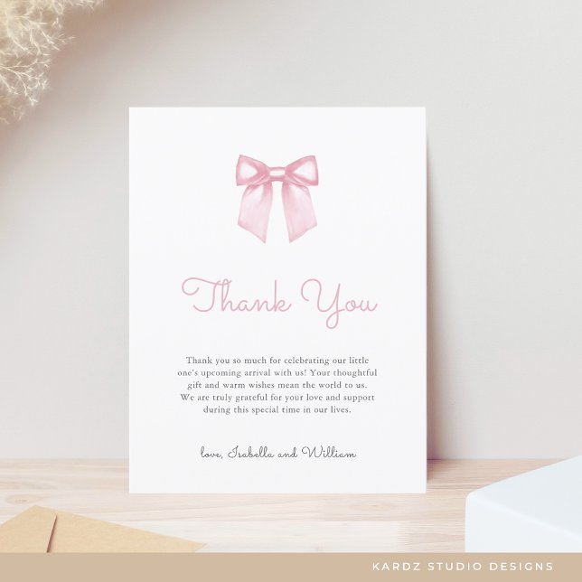 Elegant Mjuk Rosa Rosett Baby Shower Tacksamhetsko Vykort (Personalize front and back of postcard)