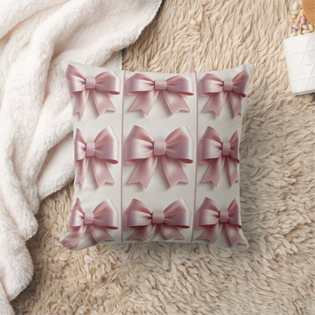 Elegant mjuk rosa rosett kastkudde – Chic & Cozy Kudde (Filt)