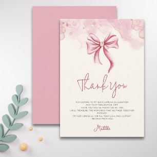 Elegant mjuk rosa rosett Quinceanera Tack Kort