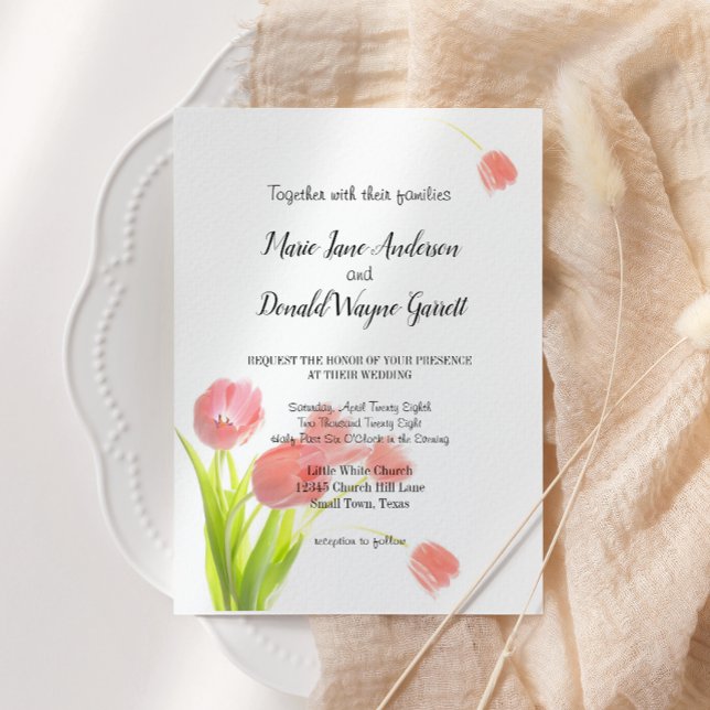 Elegant Mjuk Rosa Tulpaner Inbjudan (Skapare uppladdad)
