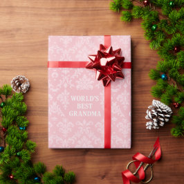 Elegant Mjuk Rosa Vit Världens Bästa Mormor Presentpapper