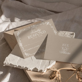 Elegant Mjuk Taupe Blommig Boho Bröllop RSVP OSA Kort