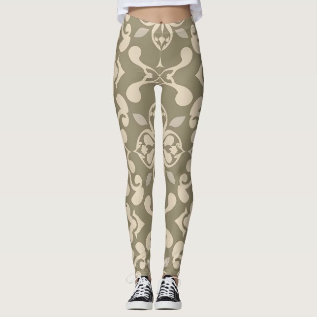 Elegant Mjuka benen Färg med sömlös Mönster Leggings (Framsida)