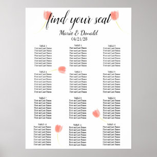 Elegant mjuka rosa tulpaner Bordskarta Poster