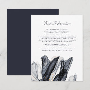 Elegant Mjukt Blommigt Navy Bröllop-inmatningskort Tilläggskort