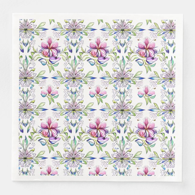 Elegant Mjukt orchid-Blommönster - Snyggt Pappersservett (Framsida)