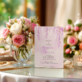 Elegant Mjukt Rosa Lavendel Blommig Bröllop Inbjudningar