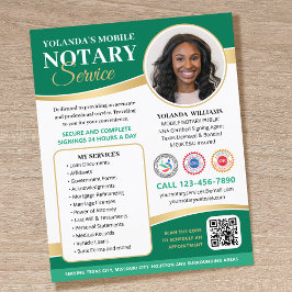Elegant Mobil Notarius Publicus QR-kod Grön Flygblad
