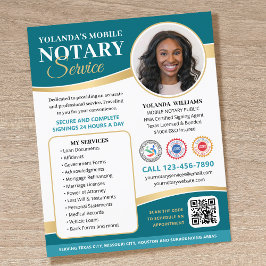 Elegant Mobil Notarius Publicus QR-kod Teal Redige Flygblad