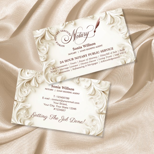 Elegant Mobile Notary Public Loan Signing Agent Visitkort (Skapare uppladdad)