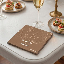 Elegant Mocha Blommig Linje Konstpapper Pappersservett