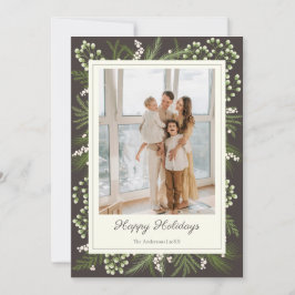 Elegant Mocha Botanical | Ivory Holiday Greeting Kort