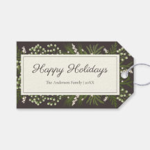 Elegant Mocha Botanical | Julpresentetikett