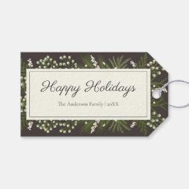 Elegant Mocha Botanical | Julpresentetikett Presentetikett