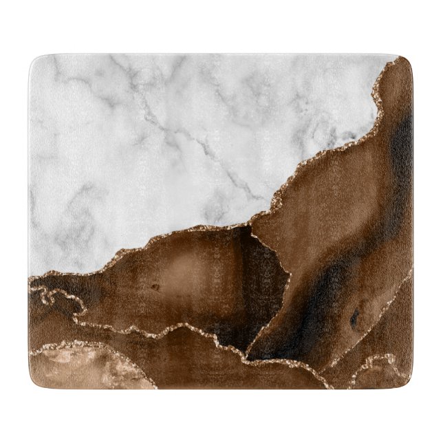 Elegant Mocha Brun Agat Guld Glitter Marmor (Framsidan)