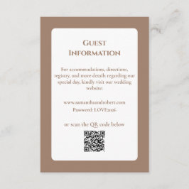Elegant Mocha Floral Line Art QR Code Wedding Tilläggskort