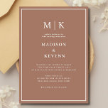 Elegant Mocha Mousse Classic Bröllop Inbjudningar<br><div class="desc">Mocha Mousse-bröllopsinbjudan Den här eleganten,  moderna blöjor för bröllop eller möhippa har en enkel svartvit textdesign som utesluter minimalistiskt stil. Lägg till initialer eller monogram för att göra dem helt egna.</div>
