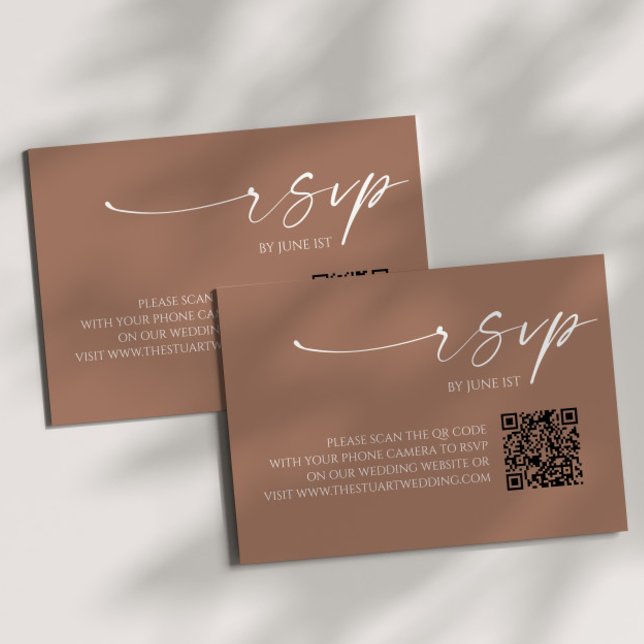 Elegant Mocha Mousse QR-kodkort Bröllop OSA (Skapare uppladdad)
