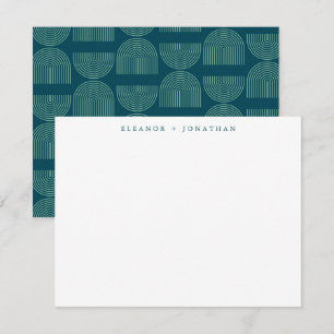 Elegant Mod Arch Linjer Teal Blue Personlig Namn Anteckningskort
