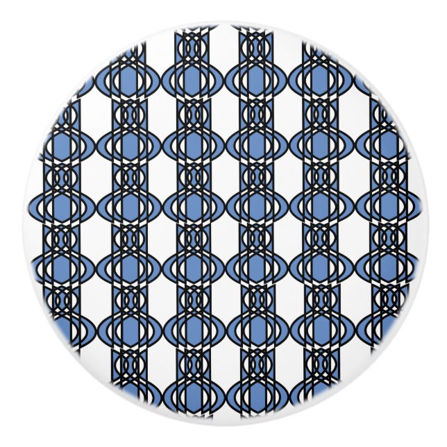 Elegant Mod Blue Abstrakt Scarab Mönster Knopp (Framsidan)