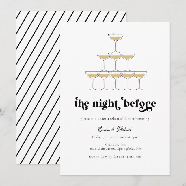 Elegant Mod Champagne Rehearsal Dinner Inbjudningar (Fram/baksida)