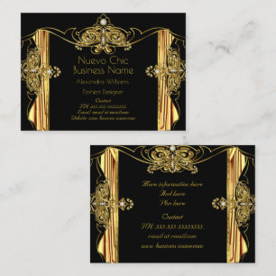 Elegant Mode Designer Guld Svarta Drapningar Visitkort