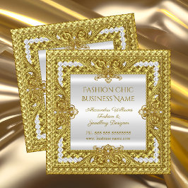 Elegant mode juveldesigner guld diamanter fyrkantigt visitkort